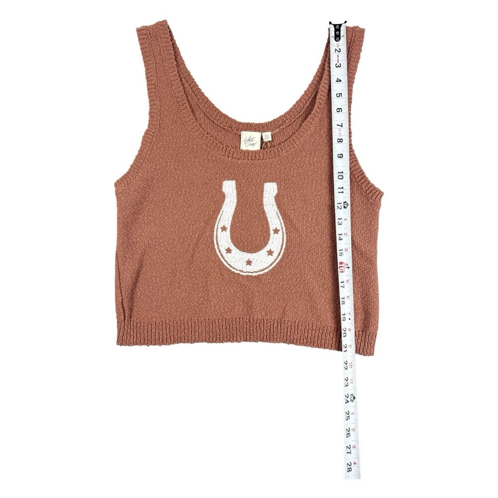 White Crow Horseshoe Knit Sweater Tank Top XL Western Boho NWT Rust Crop - Picture 8 of 8